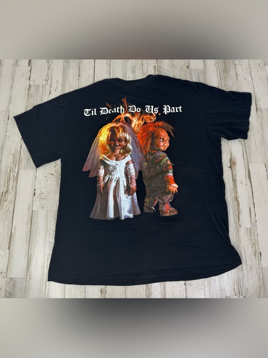 Tops - Vintage Bride of Chucky Women’s XL T Shirt Till Death Do Us Apart Black Cotton